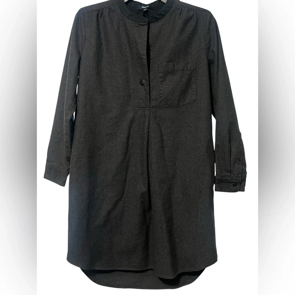 Madewell Charcoal Gray Madewell Women's Gray Flannel Latitude Shirtdress Tunic - Picture 4 of 7